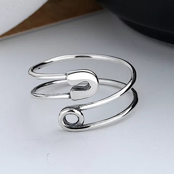 Sterling Silver Safety Pin Rings - Picture 1 of 4